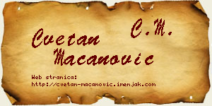 Cvetan Macanović vizit kartica
